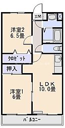 オーク2 2LDKの間取図画像