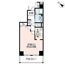 UR都市機構コンフォールセンター南6号棟 1Kの間取図画像