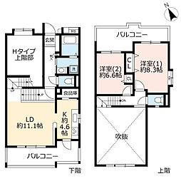 UR都市機構コンフォール鴨池公園2号棟 2LDKの間取図画像