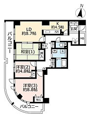 UR都市機構ベイサイト本牧-3 3LDKの間取図画像