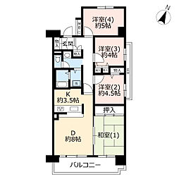 UR都市機構コンフォール西寺尾1号棟 4DKの間取図画像