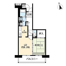 UR都市機構コンフォール南日吉5号棟 1LDKの間取図画像