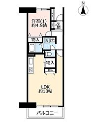 UR都市機構サンヴァリエ日吉9号棟 1LDKの間取図画像