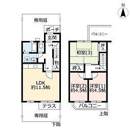 UR都市機構テラス長谷8号棟 3LDKの間取図画像