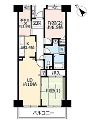 UR都市機構アーベイン相模原駅前25 2LDKの間取図画像
