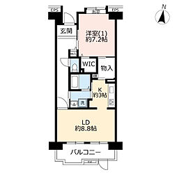 UR都市機構プラザシティ相模大野21号棟 1LDKの間取図画像