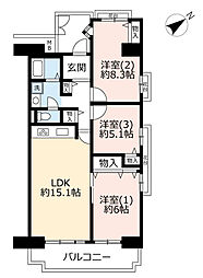 UR都市機構プラザシティ相模大野9号棟 3LDKの間取図画像