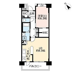 UR都市機構百合ヶ丘みずき街8号棟 1LDKの間取図画像