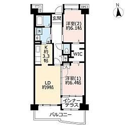 UR都市機構コンフォール菅仙谷2号棟 2LDKの間取図画像