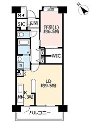 UR都市機構百合ヶ丘みずき街8号棟 1LDKの間取図画像