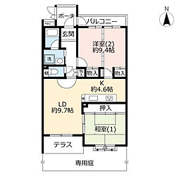 UR都市機構コンフォール生田菅生ヶ丘4号棟 2LDKの間取図画像