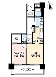 UR都市機構ビーコンヒル能見台イーストプラザ 1LDKの間取図画像