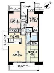 UR都市機構ビーコンヒル能見台サウスヒル10番館 3LDKの間取図画像