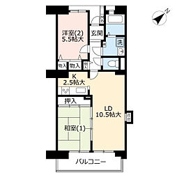 UR都市機構ビーコンヒル能見台ウエストヒルC館 2LDKの間取図画像