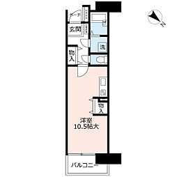 UR都市機構アーベイン渡辺通り南 1DKの間取図画像