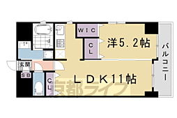 ルーエ五条堀川 7階1LDKの間取り
