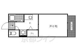 ルミエール唐橋 1階1Kの間取り