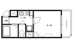 エクセレント十条 2階1Kの間取り