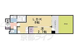 アドバンス京都クラッセ 1LDKの間取図画像