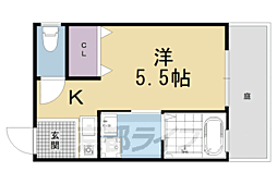 モダンクラウド 1階ワンルームの間取り