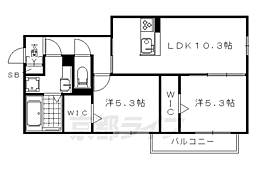 JR山陰本線 嵯峨嵐山駅 徒歩7分の賃貸アパート 3階2LDKの間取り
