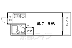 JR山陰本線 太秦駅 徒歩2分の賃貸マンション 3階1Kの間取り