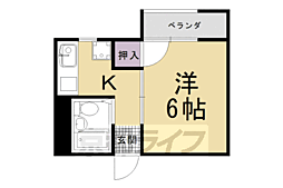 JR山陰本線 嵯峨嵐山駅 徒歩10分の賃貸マンション 2階1Kの間取り