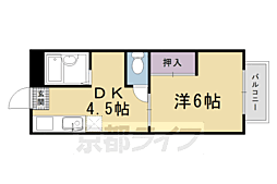 阪急京都本線 西京極駅 徒歩15分の賃貸アパート 1階1DKの間取り