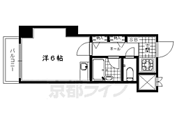 ライオンズマンション東山壱番館 6階ワンルームの間取り