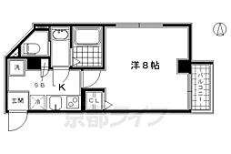 ボンジュール東山 2階1Kの間取り
