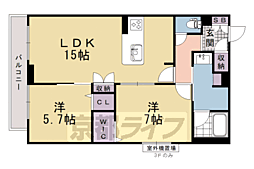 シャーメゾン　光悠新町 2階2LDKの間取り