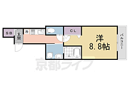 プロムナード神野V 2階1Kの間取り