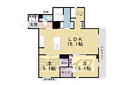 シャーメゾングランフェリス 3階2LDKの間取り