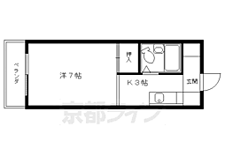 JR山陰本線 嵯峨嵐山駅 徒歩9分の賃貸マンション 3階1Kの間取り