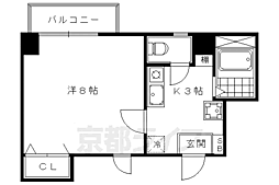 京都地下鉄東西線 太秦天神川駅 徒歩5分の賃貸マンション 4階1Kの間取り
