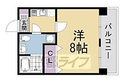 プレサンスＮＥＯ京都烏丸 7階1Kの間取り