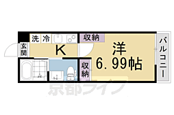 Ｋａｍｏ　Ｒｉｖｅｒ清水五条 1階1Kの間取り