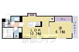 阪急京都本線 西院駅 徒歩5分の賃貸アパート 2階1LDKの間取り