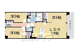 京都地下鉄東西線 太秦天神川駅 徒歩4分の賃貸マンション 5階3LDKの間取り