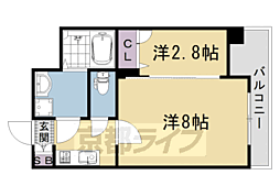 阪急京都本線 西院駅 徒歩13分の賃貸マンション 4階2Kの間取り
