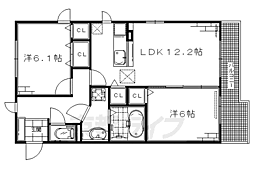 セジュール芹川 2階2LDKの間取り