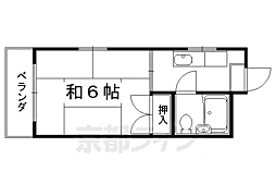 京都地下鉄東西線 太秦天神川駅 徒歩6分の賃貸マンション 3階1Kの間取り