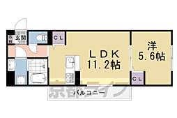 JR山陰本線 太秦駅 徒歩17分の賃貸アパート 3階1LDKの間取り