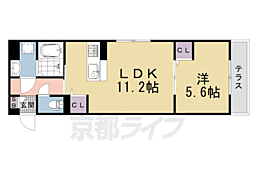 JR山陰本線 太秦駅 徒歩17分の賃貸アパート 1階1LDKの間取り
