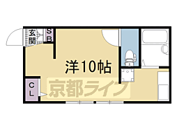 阪急京都本線 西院駅 徒歩15分の賃貸アパート 2階ワンルームの間取り