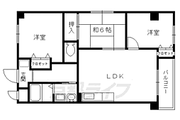 JR山陰本線 円町駅 徒歩5分の賃貸マンション 3階3LDKの間取り