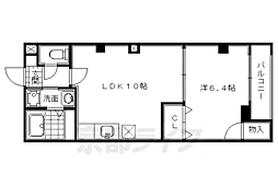京都市営烏丸線 四条駅 徒歩10分の賃貸マンション 1階1LDKの間取り