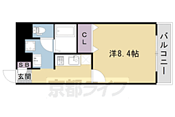 JR山陰本線 太秦駅 徒歩1分の賃貸マンション 1階1Kの間取り
