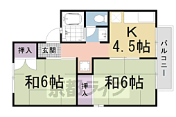 京都地下鉄東西線 西大路御池駅 徒歩9分の賃貸アパート 1階2DKの間取り