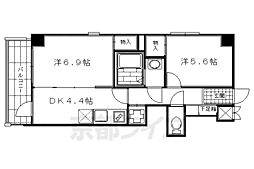 京都地下鉄東西線 京都市役所前駅 徒歩6分の賃貸マンション 5階2DKの間取り